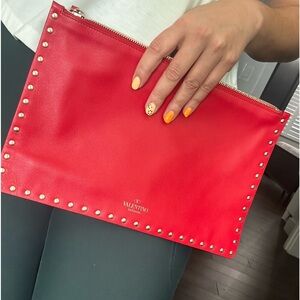 Valentino Red Studded Clutch